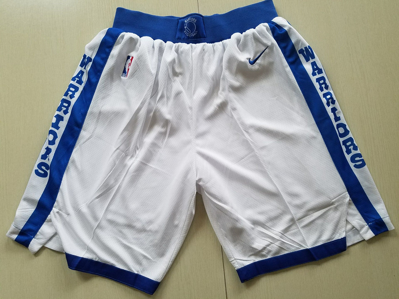 2018 Men NBA Nike Golden State Warriors white shorts->->NBA Jersey